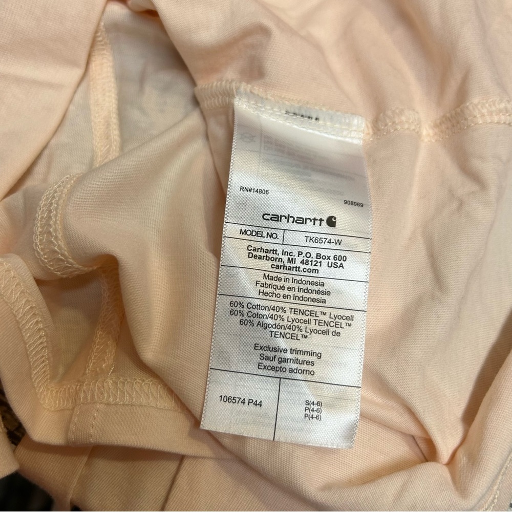 Carhartt Light Peach Loose Fit Long Sleeve T-shirt Top Size S - Picture 5 of 6